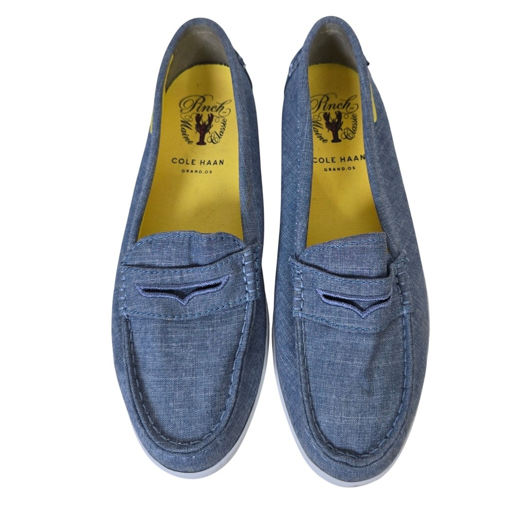 Cole Haan Pinch Weekender Classic Penny Loafers Blue Chambray Denim Womens 8.5B - Picture 1 of 9